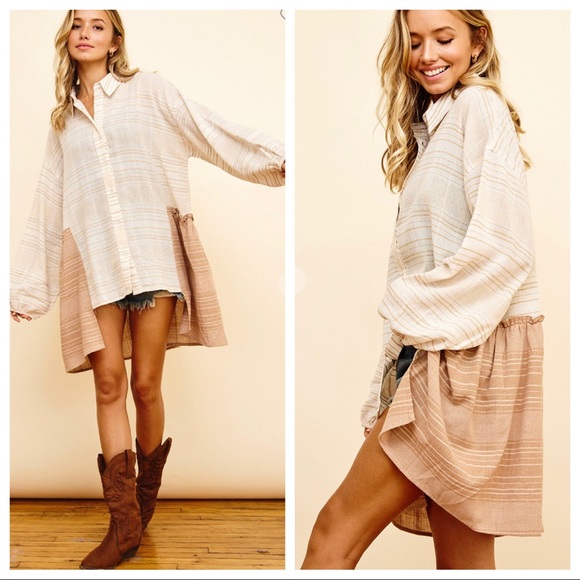 ShopEvelynne Dresses & Skirts - #20 Fashionable Unique Textured Plaid High Low button down Shirt